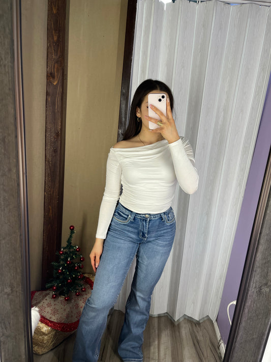 Gladys asymmetrical crop top (White)