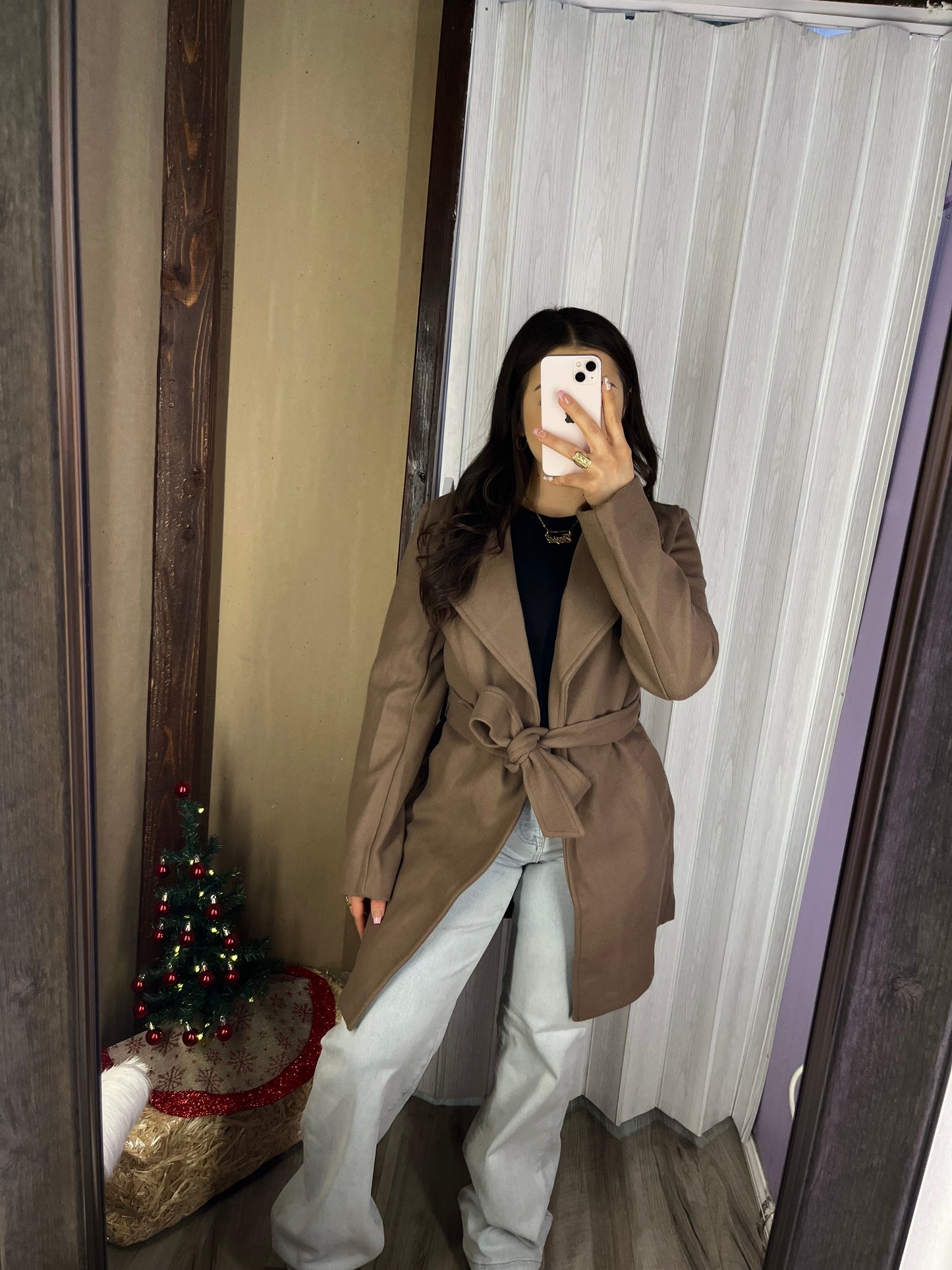 Ny waist tie coat (cocoa)