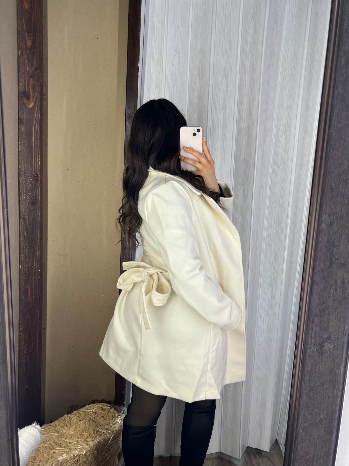 Ny waist tie coat (Ivory)