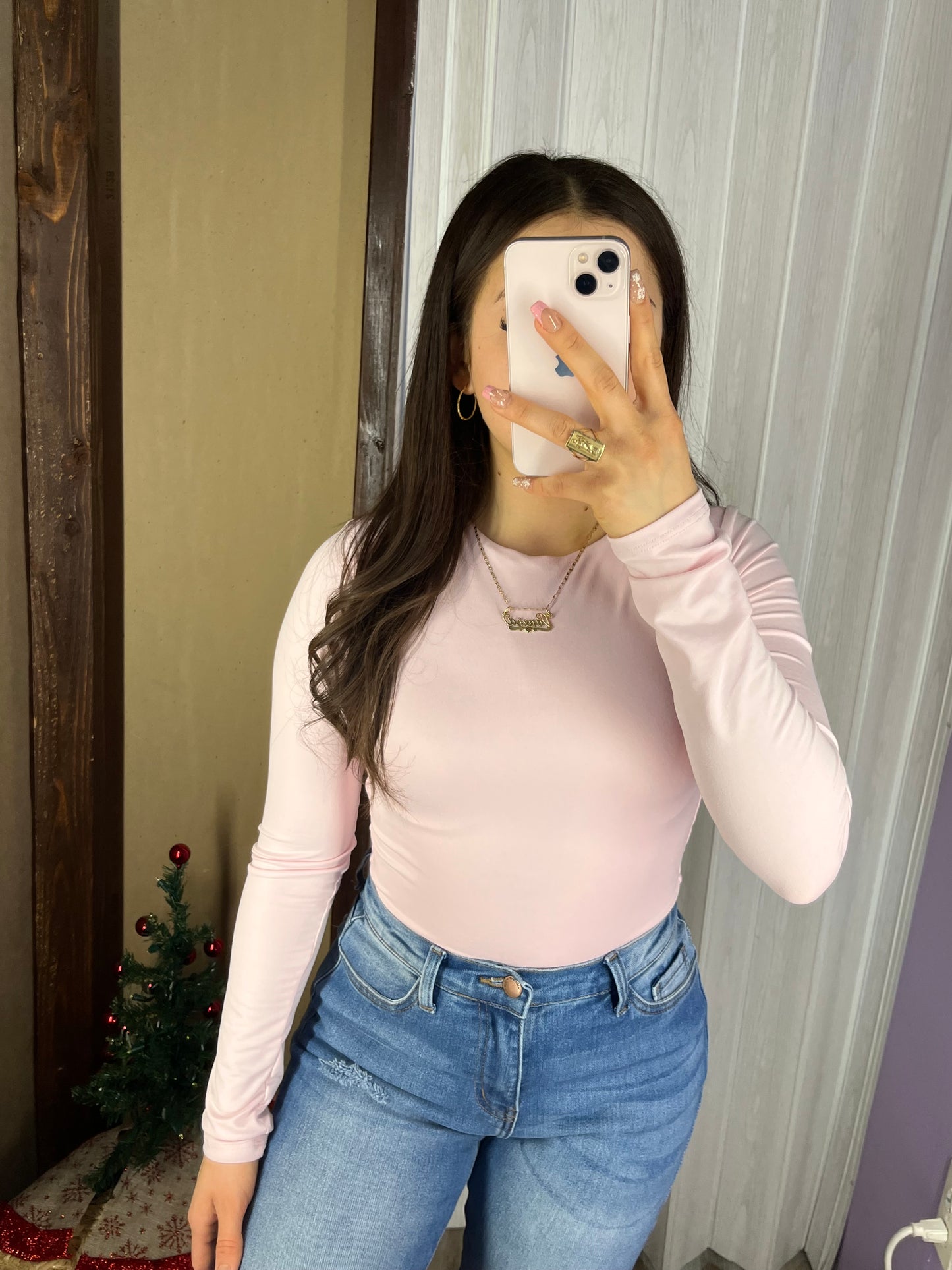 Gladys Long Sleeve Bodysuit (Pink)