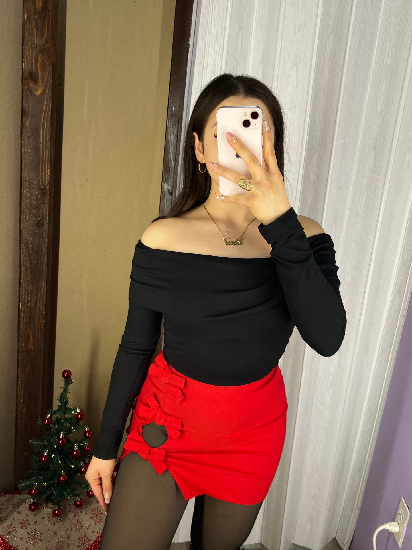 Natalia Bow Skirt (Red)