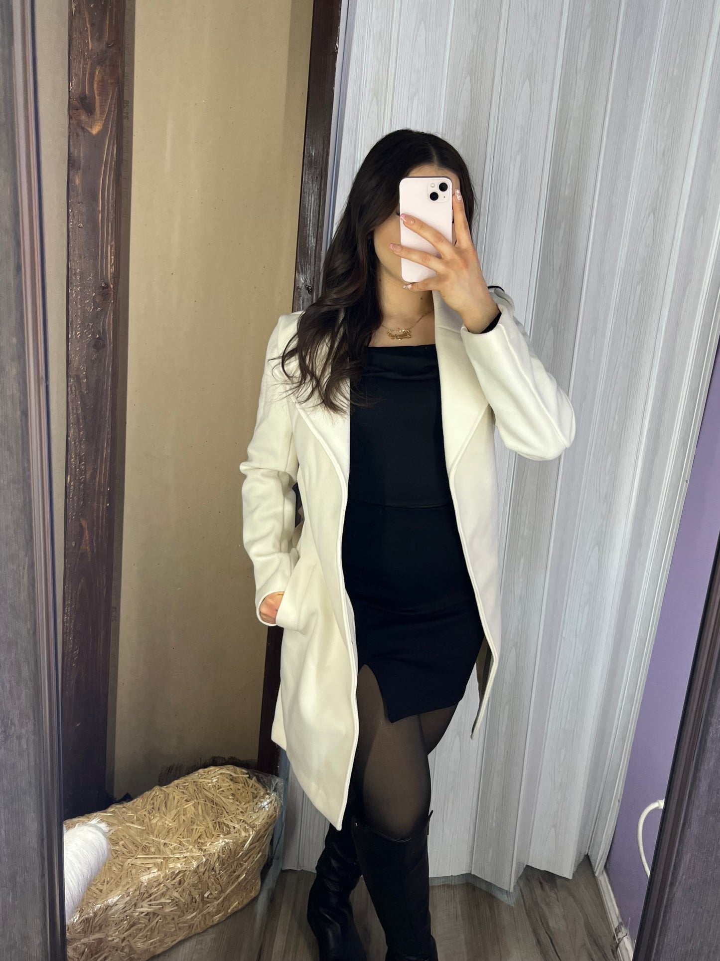 Ny waist tie coat (Ivory)